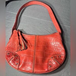 Tommy Hilfiger Croc-Embossed Shoulder Bag with Tassel EPC